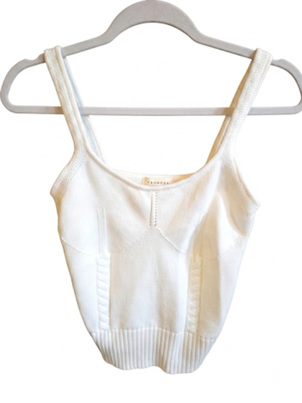 Promesa White Knit Cropped Tank Top